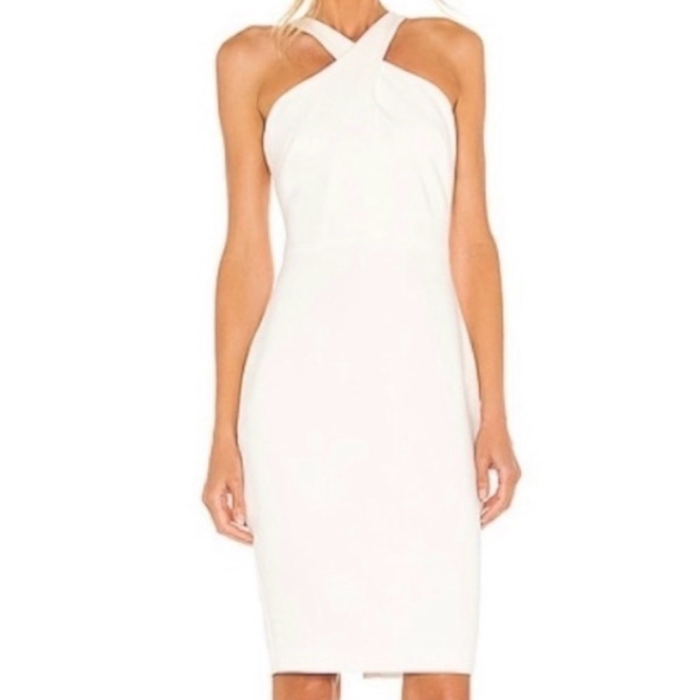 Likely Size 12 White Cross-Neck Sheath Dress - Elegant Women's Dress